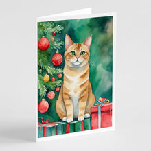 Load image into Gallery viewer, Malayan Cat By the Christmas Tree Greeting Cards - Blank Note Cards – 8-Pack of Artist-Designed Cards with Envelopes