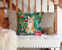 Load image into Gallery viewer, Malayan Cat By the Christmas Tree Throw Pillow - 14x14 Decorative Pillow – Art for Your Home &amp; Patio
