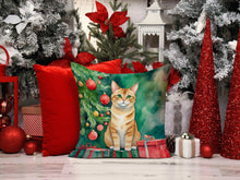 Load image into Gallery viewer, Malayan Cat By the Christmas Tree Throw Pillow