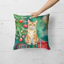 Load image into Gallery viewer, Malayan Cat By the Christmas Tree Throw Pillow
