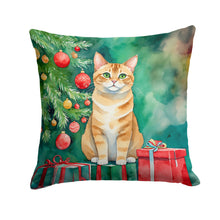 Load image into Gallery viewer, Malayan Cat By the Christmas Tree Throw Pillow