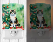 Load image into Gallery viewer, Manx Cat By the Christmas Tree Ceramic Night Light