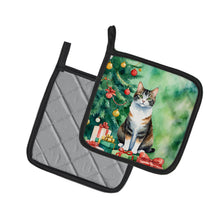Load image into Gallery viewer, Manx Cat By the Christmas Tree Pot Holders - Set of 2 Decorative Kitchen Helpers | Made in the USA
