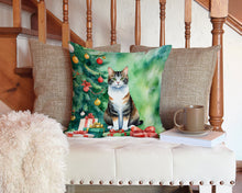 Load image into Gallery viewer, Manx Cat By the Christmas Tree Throw Pillow - 14x14 Decorative Pillow – Art for Your Home &amp; Patio