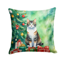 Load image into Gallery viewer, Manx Cat By the Christmas Tree Throw Pillow - 14x14 Decorative Pillow – Art for Your Home &amp; Patio
