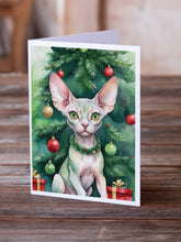 Load image into Gallery viewer, Minskin Cat By the Christmas Tree Greeting Cards - Blank Note Cards – 8-Pack of Artist-Designed Cards with Envelopes