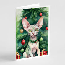 Load image into Gallery viewer, Minskin Cat By the Christmas Tree Greeting Cards - Blank Note Cards – 8-Pack of Artist-Designed Cards with Envelopes