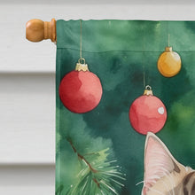 Load image into Gallery viewer, Munchkin Cat By the Christmas Tree House Flag