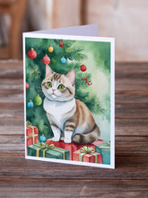Load image into Gallery viewer, Munchkin Cat By the Christmas Tree Greeting Cards - Blank Note Cards – 8-Pack of Artist-Designed Cards with Envelopes