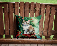 Load image into Gallery viewer, Munchkin Cat By the Christmas Tree Throw Pillow - 14x14 Decorative Pillow – Art for Your Home &amp; Patio