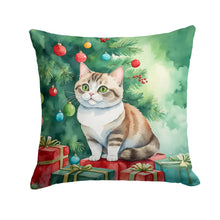 Load image into Gallery viewer, Munchkin Cat By the Christmas Tree Throw Pillow - 14x14 Decorative Pillow – Art for Your Home &amp; Patio