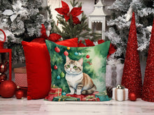 Load image into Gallery viewer, Munchkin Cat By the Christmas Tree Throw Pillow