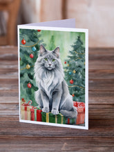 Load image into Gallery viewer, Nebelung Cat By the Christmas Tree Greeting Cards - Blank Note Cards – 8-Pack of Artist-Designed Cards with Envelopes