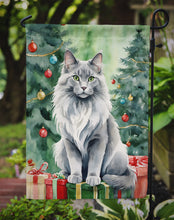 Load image into Gallery viewer, Nebelung Christmas Garden Flag - Cat by the Christmas Tree - Cat-Themed Holiday Yard Decor