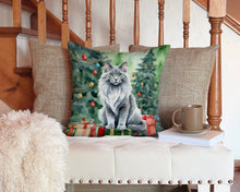 Load image into Gallery viewer, Nebelung Cat By the Christmas Tree Throw Pillow - 14x14 Decorative Pillow – Art for Your Home &amp; Patio