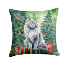 Load image into Gallery viewer, Nebelung Cat By the Christmas Tree Throw Pillow - 14x14 Decorative Pillow – Art for Your Home &amp; Patio