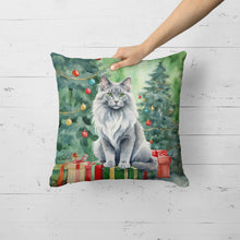 Load image into Gallery viewer, Nebelung Cat By the Christmas Tree Throw Pillow