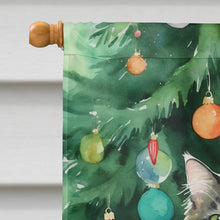 Load image into Gallery viewer, Norwegian Forest Cat By the Christmas Tree House Flag