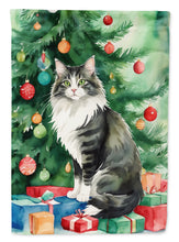 Load image into Gallery viewer, Norwegian Forest Cat By the Christmas Tree House Flag