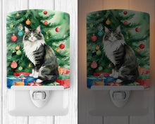Load image into Gallery viewer, Norwegian Forest Cat By the Christmas Tree Ceramic Night Light