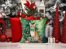Load image into Gallery viewer, Ocicat Cat By the Christmas Tree Throw Pillow