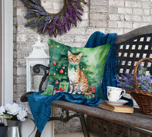 Load image into Gallery viewer, Ocicat Cat By the Christmas Tree Throw Pillow