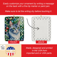 Load image into Gallery viewer, Ojos Azules Cat By the Christmas Tree Porcelain Ornament
