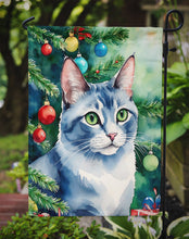 Load image into Gallery viewer, Ojos Azules Christmas Garden Flag - Cat by the Christmas Tree - Cat-Themed Holiday Yard Decor