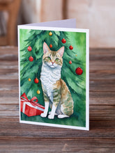 Load image into Gallery viewer, Oregon Rex Cat By the Christmas Tree Greeting Cards - Blank Note Cards – 8-Pack of Artist-Designed Cards with Envelopes