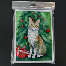 Load image into Gallery viewer, Oregon Rex Cat By the Christmas Tree Greeting Cards - Blank Note Cards – 8-Pack of Artist-Designed Cards with Envelopes