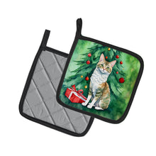 Load image into Gallery viewer, Oregon Rex Cat By the Christmas Tree Pot Holders - Set of 2 Decorative Kitchen Helpers | Made in the USA