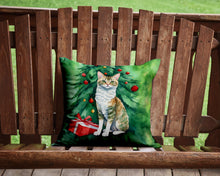 Load image into Gallery viewer, Oregon Rex Cat By the Christmas Tree Throw Pillow - 14x14 Decorative Pillow – Art for Your Home &amp; Patio