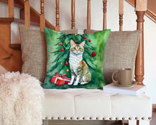 Load image into Gallery viewer, Oregon Rex Cat By the Christmas Tree Throw Pillow - 14x14 Decorative Pillow – Art for Your Home &amp; Patio