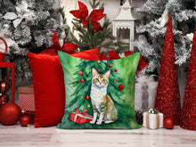 Load image into Gallery viewer, Oregon Rex Cat By the Christmas Tree Throw Pillow