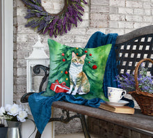 Load image into Gallery viewer, Oregon Rex Cat By the Christmas Tree Throw Pillow