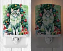 Load image into Gallery viewer, Oriental Longhair Cat By the Christmas Tree Ceramic Night Light