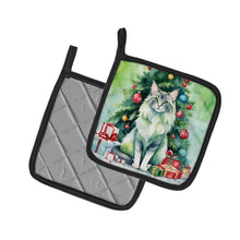Load image into Gallery viewer, Oriental Longhair Cat By the Christmas Tree Pot Holders - Set of 2 Decorative Kitchen Helpers | Made in the USA
