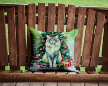 Load image into Gallery viewer, Oriental Longhair Cat By the Christmas Tree Throw Pillow - 14x14 Decorative Pillow – Art for Your Home &amp; Patio