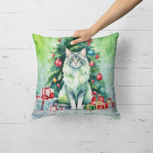 Load image into Gallery viewer, Oriental Longhair Cat By the Christmas Tree Throw Pillow