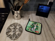 Load image into Gallery viewer, Oriental Shorthair Cat By the Christmas Tree Pot Holders - Set of 2 Decorative Kitchen Helpers | Made in the USA