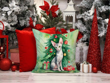Load image into Gallery viewer, Oriental Shorthair Cat By the Christmas Tree Throw Pillow