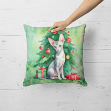 Load image into Gallery viewer, Oriental Shorthair Cat By the Christmas Tree Throw Pillow