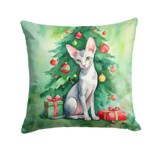 Load image into Gallery viewer, Oriental Shorthair Cat By the Christmas Tree Throw Pillow