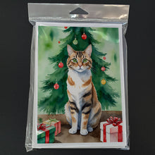 Load image into Gallery viewer, Owyhee Bob Cat By the Christmas Tree Greeting Cards - Blank Note Cards – 8-Pack of Artist-Designed Cards with Envelopes