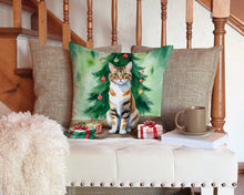 Load image into Gallery viewer, Owyhee Bob Cat By the Christmas Tree Throw Pillow - 14x14 Decorative Pillow – Art for Your Home &amp; Patio