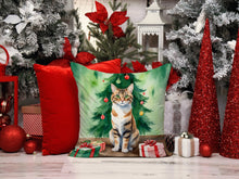 Load image into Gallery viewer, Owyhee Bob Cat By the Christmas Tree Throw Pillow