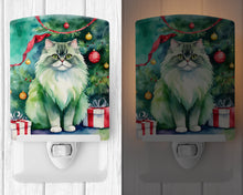 Load image into Gallery viewer, Persian Cat By the Christmas Tree Ceramic Night Light
