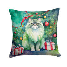 Load image into Gallery viewer, Persian Cat By the Christmas Tree Throw Pillow - 14x14 Decorative Pillow – Art for Your Home &amp; Patio