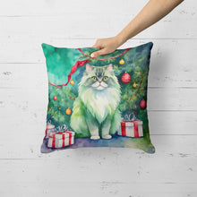 Load image into Gallery viewer, Persian Cat By the Christmas Tree Throw Pillow