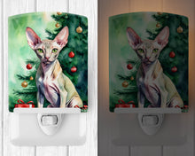 Load image into Gallery viewer, Peterbald Cat By the Christmas Tree Ceramic Night Light